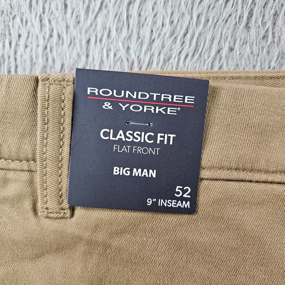 NEW Roundtree & Yorke The Cloud Shorts Men 52 x 9" Stretch Classic Flat Brown